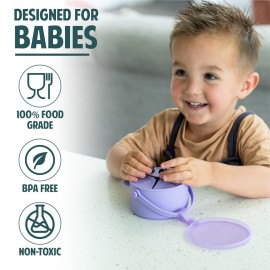 Silicone No Spill Snack Cups for Toddlers - Portable Baby Snack Cup Containers with Dustproof Lid - Dishwasher-Friendly Toddler Spill Proof Cups Without BPA, Lead, or Phthalates - Blue and Pink