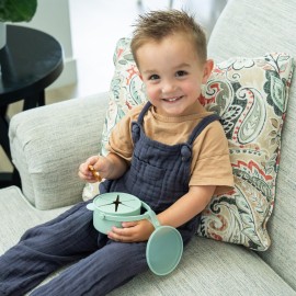 Silicone No Spill Snack Cups for Toddlers - Portable Baby Snack Cup Containers with Dustproof Lid - Dishwasher-Friendly Toddler Spill Proof Cups Without BPA, Lead, or Phthalates - Blue and Pink