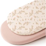 Konssy Muslin Bassinet Sheets for Baby Girl Boy, 2 Pack Soft Breathable Baby Bassinet Mattress Sheets Fit for Hourglass Oval Cradle, Moses Basket Rectangle Mattress (Floral, Pink)