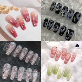 24 Sheets Airbrush Stencils Nail Stickers for Nail Art, French Nail Decals Printing Template Stencil Tool Moon Stars Heart Butterfly French Design Hollow (154 Designs)