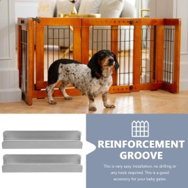 Healvian 2pcs Fence Reinforcement Grooves U Shaped Gates Groove Steel Pet Gate Door Reinforcement Tools Portable Reinforcement Groove Fittings for Stairs Doorways