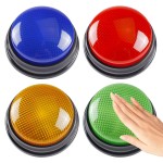 IBLESSU 4-Pack Buzzers for Trivia Games, Answer Buzzers for Classroom, Family Feud Jeopardy Buzzer, Game Buzzers with Lights and Sound, Buzzer for Game Show, Quizzes Party and Trivia Nights