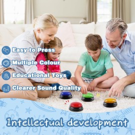 IBLESSU 4-Pack Buzzers for Trivia Games, Answer Buzzers for Classroom, Family Feud Jeopardy Buzzer, Game Buzzers with Lights and Sound, Buzzer for Game Show, Quizzes Party and Trivia Nights