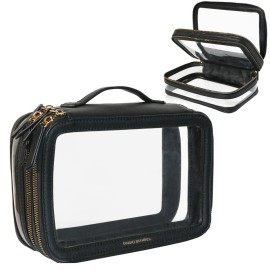 Large Clear Makeup Bags for Women Cosmetic Case Organizer, Clear Make Up Bags for Women Traveling, Clear Travel Makeup Bag Toiletry, Clear Travel Bags for Toiletries Car, Makeup Travel Bag for Women