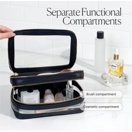 Large Clear Makeup Bags for Women Cosmetic Case Organizer, Clear Make Up Bags for Women Traveling, Clear Travel Makeup Bag Toiletry, Clear Travel Bags for Toiletries Car, Makeup Travel Bag for Women