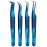 GMI Lash Tweezers - Pack of 4 Stainless Steel Fiber Tip Eyelash Extension Tweezers