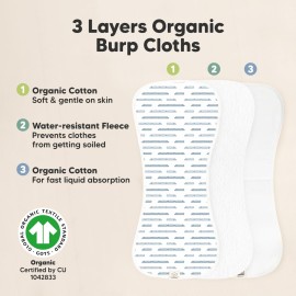 Organic Burp Cloths Baby Boy & Girl - 5-Pack Super Absorbent Cotton Burping Cloths for Babies, Soft & Plush Newborn Spit Up Rags, Infant Towels for Milk Spit Up, Unisex, Large 21 x 10 (Vessels)