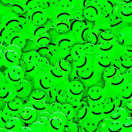 Liliful 288 Pcs Glow in the Dark Smile Face Balls Mardi Gras Throws Bulk 1 Inch High Bounce Rubber Ball for Goodie Bag Stuffer Christmas Birthday Party Favors Vending Machine Prize(Green)