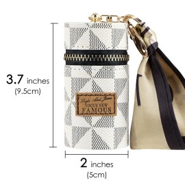 Adorila Lipstick Case, Mini Leather Lip Gloss Lipstick Organizer, Travel Lipstick Bag with Keychain for Perfume Fingernail Polish (White)