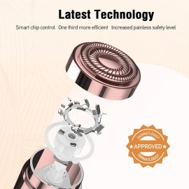 Facial Hair Removal for Women, Electric Painless Rechargeable Facial Hair Remover for Face, Lip, Chin with 2 Replacement Heads