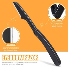 TsMADDTs Professional Stainless Steel Tweezers for Women and Men, 7 Pack Precision Tweezers for Eyebrows with Curved Scissor and Eyebrow Razor for Ingrown Hair