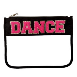 cqoogrlx Dance Recital Gifts Clear Makeup Letter Bag Dance Teacher Appreciation Gifts Dance Makeup Bag Chenille Letter Patch Cosmetic Bag Toiletry Zipper Pouch for Women Girls(Dance-black)