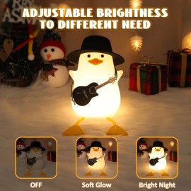 Duck Night Light, Silicone Duck Lamp, Cute Bedside Duck Goose Funny Nightlight with Dimmer and Timer for Room Decor, Duck Gifts for Girls,Boys, Women, Little One-Guitar Duck