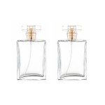 YORROR 2 Pcs Clear Glass Perfume Atomizer, 100ml Empty Refillable Spray Bottle for Men and Women, Portable Fragrance Fine Mist Spray Bottle Dispenser for Travel (Gold)