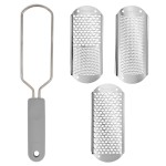 PrettyClaw Callus Remover Foot File Pedicure Callus Tool Corn Remover Removes Dead Skin Foot Scrubber Rasp Heel Shaver Scraper for Feet Gray with 3 Blades with Free Reusable Pouch and Nail File