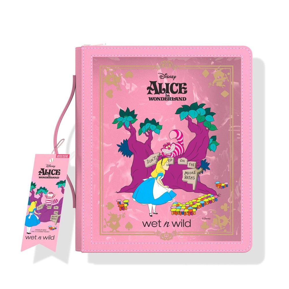 wet n wild Alice in Wonderland Makeup Bag, Limited Edition Collection Travel Pouch with Full-Zip Closure & Flexible Cotton Design
