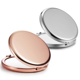 Getinbulk Compact Mirror Bulk, Set of 2 Double-Sided 1X/2X Magnifying Purse Pocket Makeup Mirrors(Round, Rose Gold and Silver) Getinbulk Compact Mirror Bulk, Set of 2 Double-Sided 1X/2X Magnifying Purse Pocket Makeup Mirrors(Round, Rose Gold and Silver)