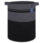 COMSE Extra Large Blanket Basket, Tall Laundry Basket, Nursery Hamper, 15.7x 21.7, Cotton Rope Woven Laundry Hamper for Storage Toys Clothes Towels, Black