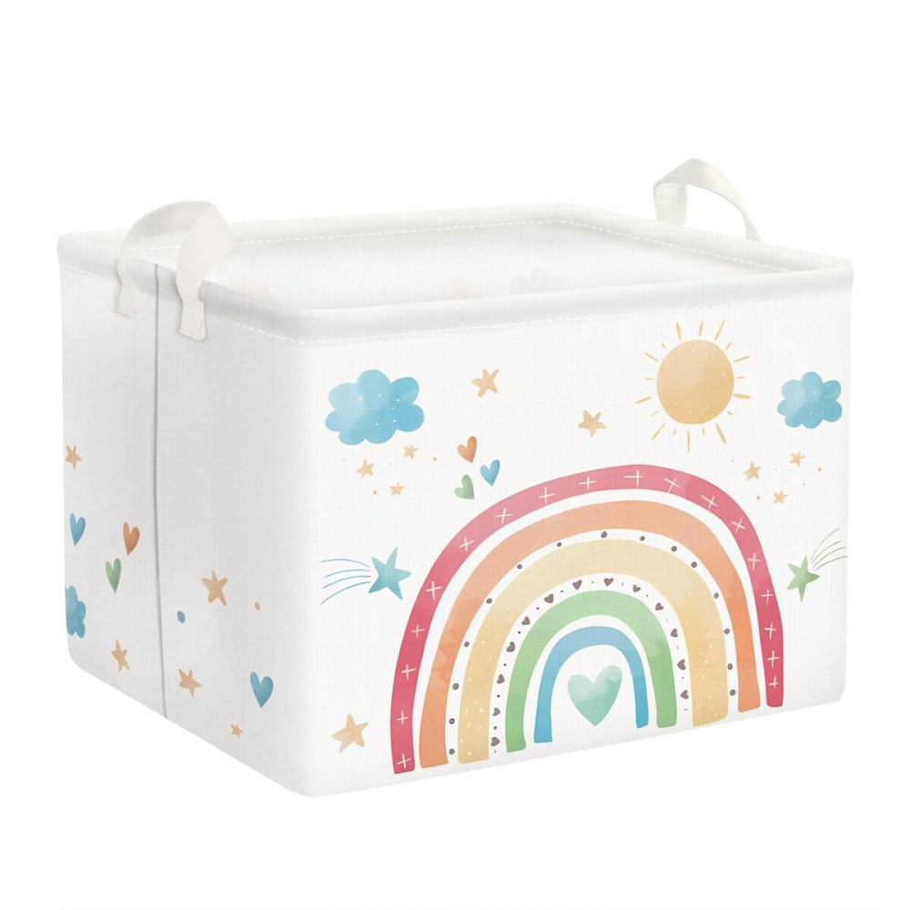 Clastyle Rectangle Rainbow Kid Toy Storage Basket Daycare Cloud Heart Star Baby Storage Bin Box Clothes Book Shelf Basket for Bedroom Playroom Nursery