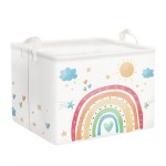 Clastyle Rectangle Rainbow Kid Toy Storage Basket Daycare Cloud Heart Star Baby Storage Bin Box Clothes Book Shelf Basket for Bedroom Playroom Nursery