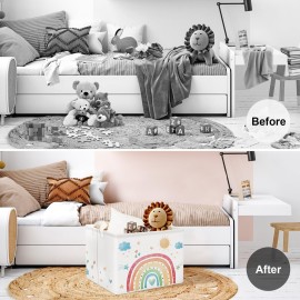 Clastyle Rectangle Rainbow Kid Toy Storage Basket Daycare Cloud Heart Star Baby Storage Bin Box Clothes Book Shelf Basket for Bedroom Playroom Nursery