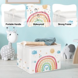 Clastyle Rectangle Rainbow Kid Toy Storage Basket Daycare Cloud Heart Star Baby Storage Bin Box Clothes Book Shelf Basket for Bedroom Playroom Nursery