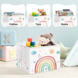 Clastyle Rectangle Rainbow Kid Toy Storage Basket Daycare Cloud Heart Star Baby Storage Bin Box Clothes Book Shelf Basket for Bedroom Playroom Nursery