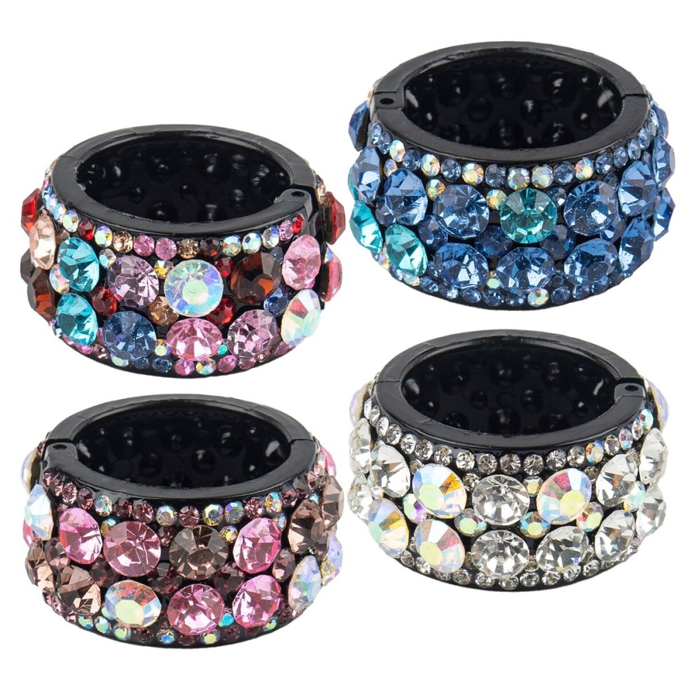 AUEAR, 4 Pack Rhinestone Hair Ponytail Holder Crystal Cuff Elastic Tie Band for Women (Style B)