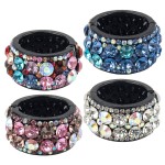 AUEAR, 4 Pack Rhinestone Hair Ponytail Holder Crystal Cuff Elastic Tie Band for Women (Style B)