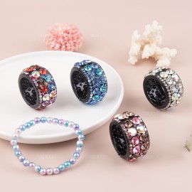 AUEAR, 4 Pack Rhinestone Hair Ponytail Holder Crystal Cuff Elastic Tie Band for Women (Style B)