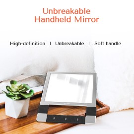 TASALON Unbreakable Hand Mirror, Silver, Rectangular, Tabletop Mount, ABS Frame, Handheld Mirror for Barber, Salon, Makeup, Shower TASALON Unbreakable Hand Mirror, Silver, Rectangular, Tabletop Mount, ABS Frame, Handheld Mirror for Barber, Salon, Makeup, Shower