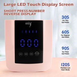 72W Professional UV Light for Nails | Rechargeable Cordless UV LED Nail Lamp with 4 Timers | Professional Nail Dryer with Large LCD Display(Pink)