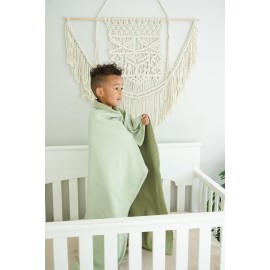 Leyl&Ari Waffle Baby Blanket | Organic Muslin and Waffle Weave Toddler Quilt | Toddler Blankets for Boys Girls (Sage)