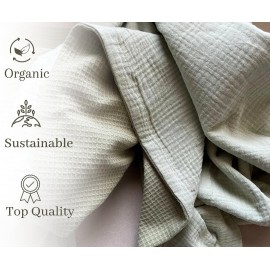 Leyl&Ari Waffle Baby Blanket | Organic Muslin and Waffle Weave Toddler Quilt | Toddler Blankets for Boys Girls (Sage)
