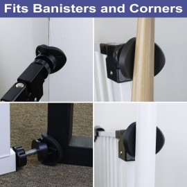 Baby Gate Banister Adapter Kit (2 Pack) Universal Hardware for Pressure Mounted Dog Gate for Stairs Banister to Wall Baby Gate Hardware Stair Gate, Black