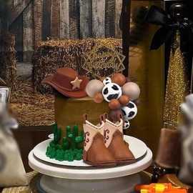 28PCS Cowboy Cake Decorations Cowboy Hat and Boot Cake Toppers Western Cowboy Birthday Baby Shower for Western Theme Party Favors Supplies