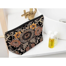 Ayxvt Tarot Evil Eye Sunflower Hippie Snake Vintage Flowers Floral Cosmetic Bag Decorative Women\'s Makeup Bag Zipper Pouch Travel Toiletry,Gifts for Tarot Lovers Women Teen Girls