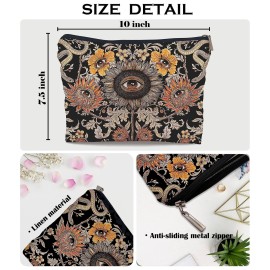 Ayxvt Tarot Evil Eye Sunflower Hippie Snake Vintage Flowers Floral Cosmetic Bag Decorative Women\'s Makeup Bag Zipper Pouch Travel Toiletry,Gifts for Tarot Lovers Women Teen Girls