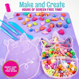 GirlZone Unicorn Clay & Charm Bracelet Kit for Girls - Jewelry Making Kit to Make Bracelets for Kids Ages 7+