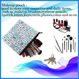 PXTIDY Lucky Mahjong Tiles Makeup Bag Mahjong Board Game Storage Bag for Mahjong Lover Mahjong Player Zipper Pouch PXTIDY Lucky Mahjong Tiles Makeup Bag Mahjong Board Game Storage Bag for Mahjong Lover Mahjong Player Zipper Pouch