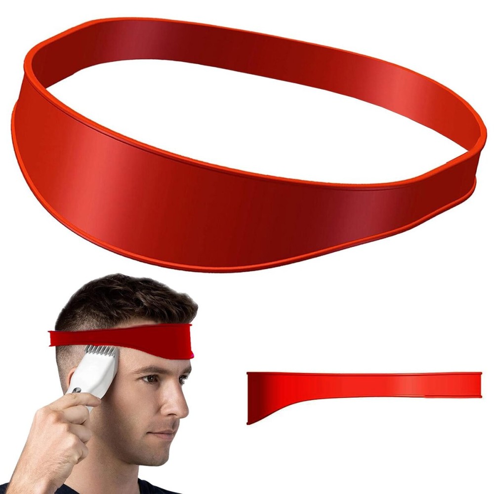 Neckline Shaving Template and Hair Trimming Guide, High-Grade Curved Silicone Headband for DIY Home Hair Trimming and Cutting,Home Haircuts Fade and Taper Guide for Clippers-(Red 1) Neckline Shaving Template and Hair Trimming Guide, High-Grade Curved Silicone Headband for DIY Home Hair Trimming and Cutting,Home Haircuts Fade and Taper Guide for Clippers-(Red 1)