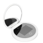 Dpofirs Portable Travel Compact Mirror with Camera for Sunscreen Test, 2X Magnification Lighted Mirror for Handbag Pocket, 3.5in Pocket Size L