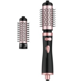 WEEYUM Rotating Blow Dryer Brush - Spin Hair Dryer with 2 Interchangeable Brushes (1.5 & 2), 3-in-1 Hot Air Spin Brush Set for Hair Volumizing/Drying/Straightening/Curling