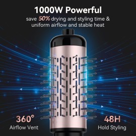 WEEYUM Rotating Blow Dryer Brush - Spin Hair Dryer with 2 Interchangeable Brushes (1.5 & 2), 3-in-1 Hot Air Spin Brush Set for Hair Volumizing/Drying/Straightening/Curling