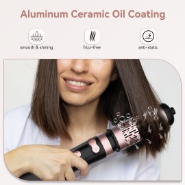 WEEYUM Rotating Blow Dryer Brush - Spin Hair Dryer with 2 Interchangeable Brushes (1.5 & 2), 3-in-1 Hot Air Spin Brush Set for Hair Volumizing/Drying/Straightening/Curling