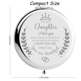 Soulpetals Daughter Gifts Compact Mirror for Daughter from Dad Mom, Daughter Birthday Gifts for Daughter Engraved Makeup Mirror for Daughter