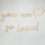 Lintran Wood You Are So Loved Wall Decor - Boho Wooden Script Art For Nursery, Children, Baby Boys And Girls Bedroom Decor - Nursery Wall Decor With Heart Decal Included