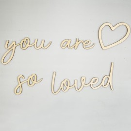 Lintran Wood You Are So Loved Wall Decor - Boho Wooden Script Art For Nursery, Children, Baby Boys And Girls Bedroom Decor - Nursery Wall Decor With Heart Decal Included