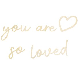 Lintran Wood You Are So Loved Wall Decor - Boho Wooden Script Art For Nursery, Children, Baby Boys And Girls Bedroom Decor - Nursery Wall Decor With Heart Decal Included