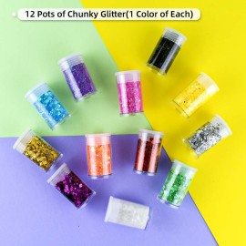 12 Colors Chunky Face Glitter No Glue Cosmetic Body Nail Eye Hair Art Resin Tumbler Glitter Holographic Glitte Glitter Makeup Chunky Sequins Party Glitter for Rave Festival Fine Glitter Eyeshadow 12 Colors Chunky Face Glitter No Glue Cosmetic Body Nail Eye Hair Art Resin Tumbler Glitter Holographic Glitte Glitter Makeup Chunky Sequins Party Glitter for Rave Festival Fine Glitter Eyeshadow